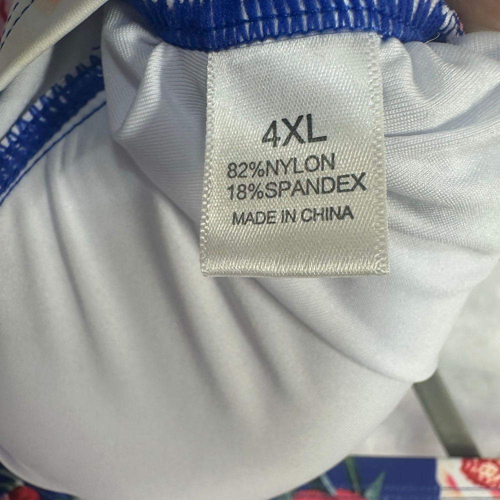 Tankini Swimsuit Women 4XL Blue Floral Two Piece Adjustable Straps Peplum Top - Picture 5 of 10